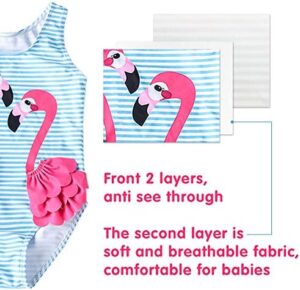 Baby Girl One Piece Swimsuit Swimwear Toddler Kid Flamingo Bikini Bathing Suit Sunsuit Rash Guard 1-5t