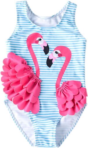 Baby Girl One Piece Swimsuit Swimwear Toddler Kid Flamingo Bikini Bathing Suit Sunsuit Rash Guard 1-5t