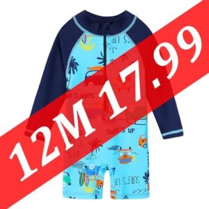 HUAANIUE Baby/Toddler Boy Swimsuit Rashguard Swimwear Long Sleeve One-Piece