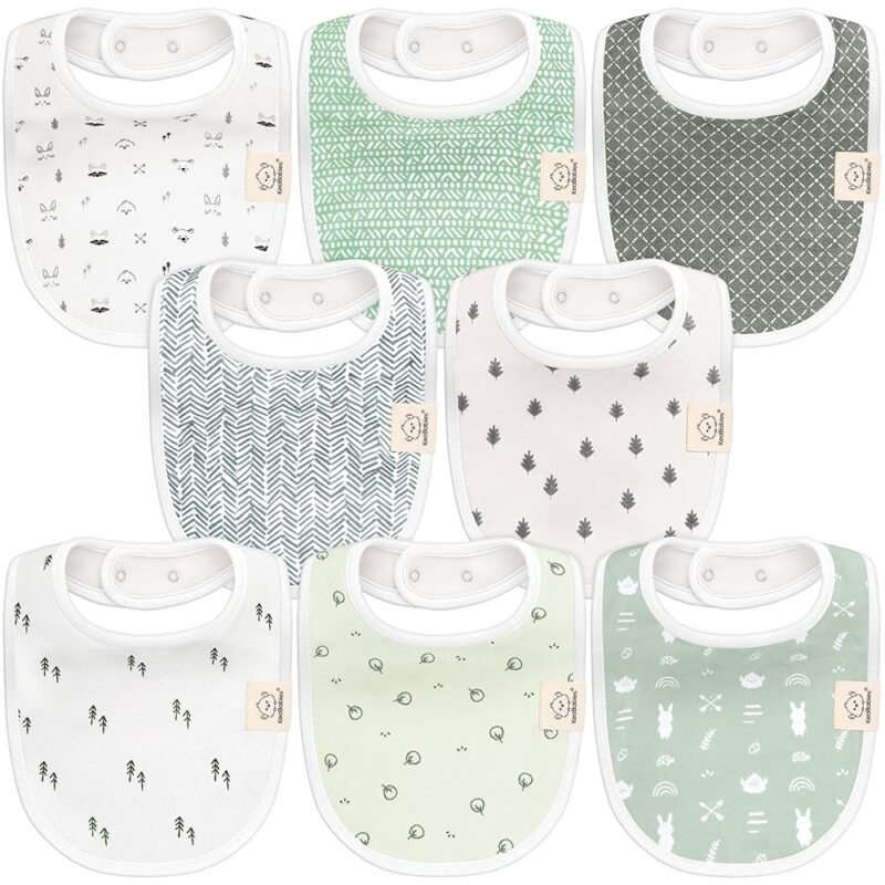 8-Pack Organic Baby Bibs for Boys, Girls - Soft Cotton Drooling and Teething Baby Bibs, Baby Girl Bibs, Baby Boy Bibs, Baby Drool Bibs for Baby Girl, Boy, Newborn Infant Bibs...