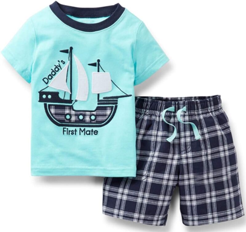 Bumeex Toddler Boys Cotton Clothing Sets Short Sleeve Tee and Shorts