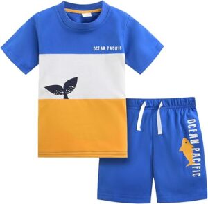 Bumeex Toddler Boys Cotton Short Sleeve T-shirt and French Terry Cargo Shorts Set