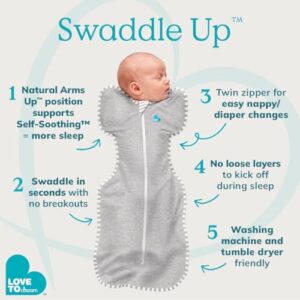 Love to Dream Swaddle UP, Baby Sleep Sack, Self-Soothing Swaddles for Newborns, Get Longer Sleep, Snug Fit Helps Calm Startle Reflex, New Born Essentials for Baby, 8-13lb, Grey