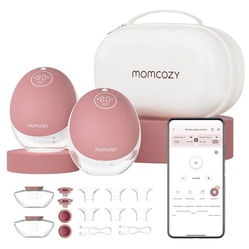 Momcozy Breast Pump Hands Free Mobile Flow | M9, App Discreet Control with Personalized Multi-Modes & 15 Levels, Independent Breastmilk Storage, Wearable Breast Pump M9 24mm, 2...