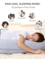 Momcozy Pregnancy Pillows for Side Sleeping, J Shaped Maternity Body Pillow for Pregnancy, Soft Pregnancy Pillow with Jersey Cover for Head Neck Belly Support, Grey