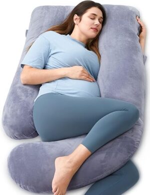 Momcozy Pregnancy Pillows for Sleeping, U Shaped Full Body Maternity Pillow with Removable Cover - Support for Back, Legs, Belly, HIPS for Pregnant Women, 57 Inch Pregnancy...