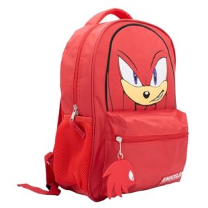 Sonic The Hedgehog Backpack, Knuckles 16 Inch Schoolbag with 3D Features, Red