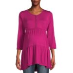 Oh! Mamma Maternity Womens Jersey Tiered Empire Waist Top