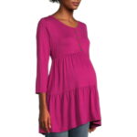 Oh! Mamma Maternity Womens Jersey Tiered Empire Waist Top