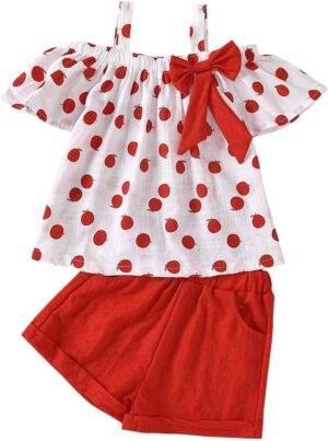 Hipea Toddler Baby Girls Summer Clothes Outfits Ruffle Camisole Spot Dot Tops and Casual Shorts Newborn Girl Clothing