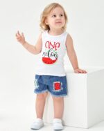 Mikrdoo Baby Girl Clothes Toddler Girl Summer Outfits Shirts Tops Ripped Denim Shorts Set Little Girl Clothes